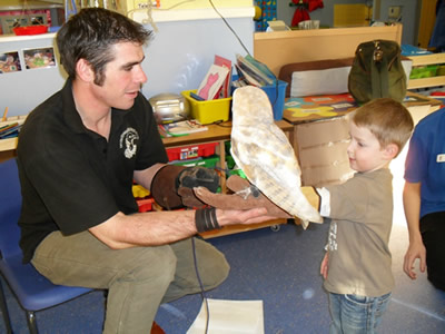 Ben Potter and his Birds of Prey visiting Brough Childrens Nursery