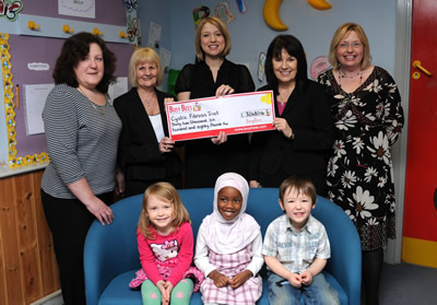 Busy Bees Staff and children celebrating raising over &pound;32,000 for charity