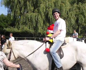 One of Busy Bees IT gurus joining in the horse themed fund raising day in the Leicestershire countryside in aid of Cystic Fibrosis