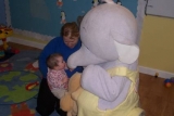 Humphrey from Humphreys Corner visits children as a prize for fund raising success!
