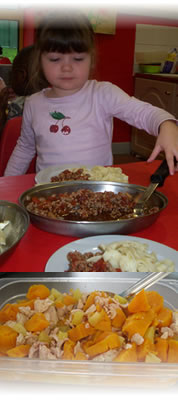 Children eating healthy food