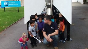 The children at nursery enjoyed a visit from Starchasers who brought a 10 metre rocket for the children to look at and talked to them about space travel.